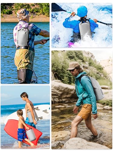 Image of HEETA Waterproof Dry Bag for Women Men, 5L /10L /20L /30L /40L Roll Top Lightweight Dry Storage Bag Backpack with Emergency Whistle for Travel, Kayaking, Boating, Camping, Beach, Cruise Ship Essentials