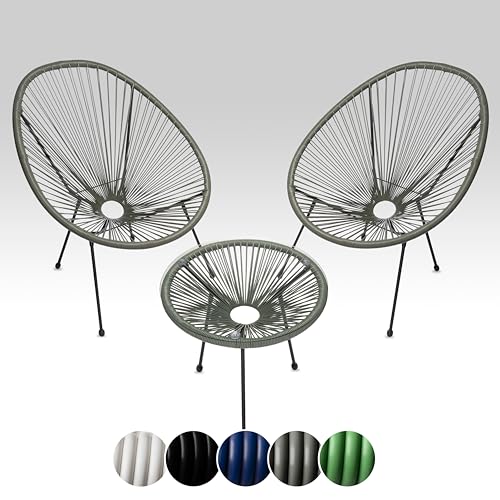 sunnypillow 2er Set Acapulco Gartenstühle mit Tisch - Loungesessel für...