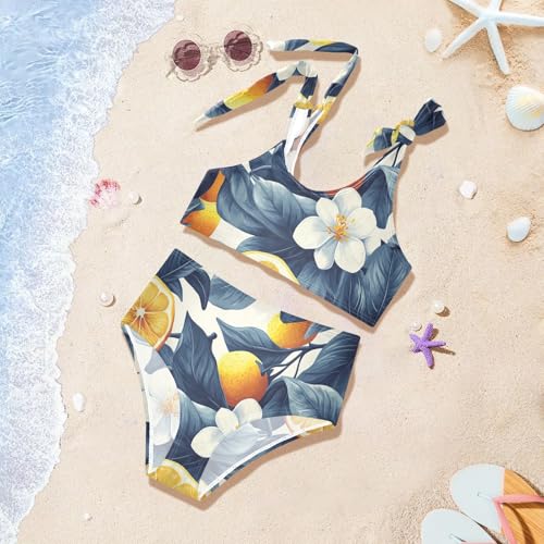 Wood Lemons Girls' Two Piece Kids Bikini Set Quick-Dry Bathing Suit Swimwear Adjustable Shoulder Strap 5