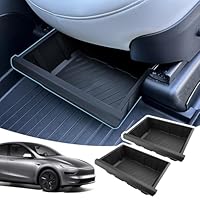 LANGBEAN 2 Stück Aufbewahrungsbox Unter dem Sitz für Tesla Model Y 2025 2024 2023, TPE Organizer Verstecktes Tablett für Vordersitze für Model Y Juniper Zubehör