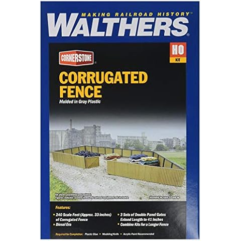 Walthers Cornerstone HO Scale Model Corrugated Fence Kit, 1-1/4" 3.1cm Cover