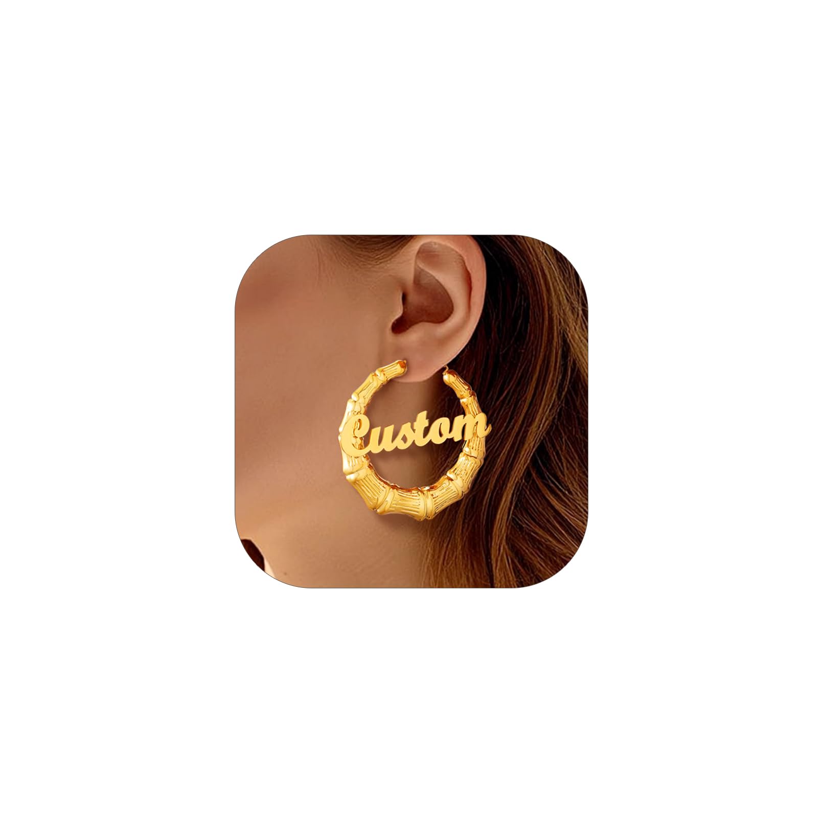 Custom4U Personalized Bamboo Hoops
