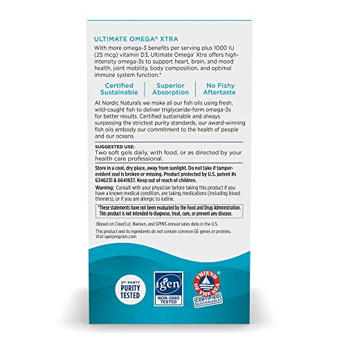 Nordic Naturals RUS-01799 Ultimate Omega Xtra, Lemon Flavor - 60 Soft Gels - 1480 Mg Omega-3 + 1000 Iu Vitamin D3 - Omega-3 Fish Oil thumb #2