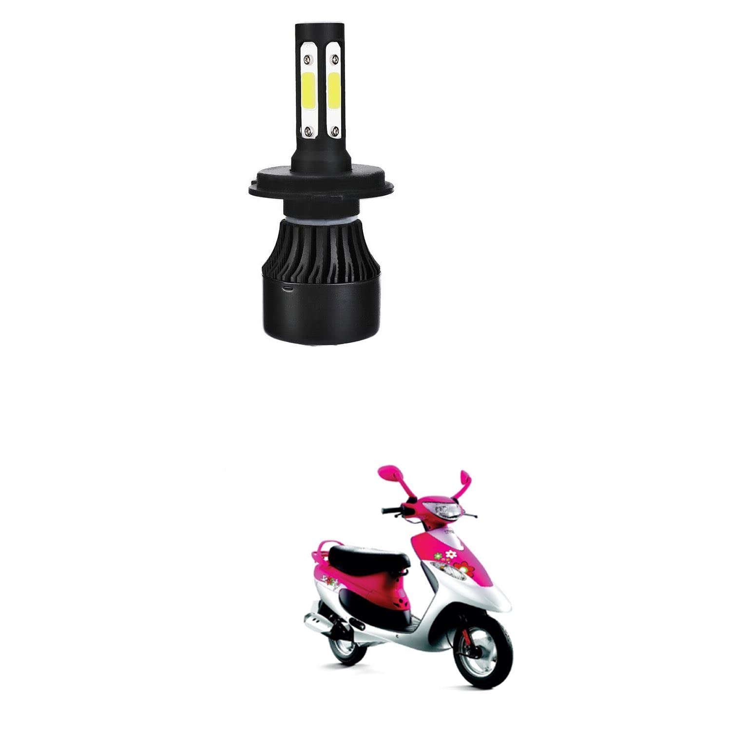 H4 LED Motorcycle Headlight Bulb Hi/Lo Beam LED Car Headlight H4 Headlamp Compatible With T-VS Scooty Pep Plus BZ12738-image-10