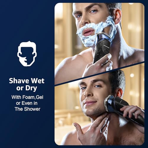 Rechargeable Electric Razor for Men: IPX6 Waterproof Shaver - 1.5H Fast Charge, 4D Flex Precision Blades with Pop-Up Trimmer - Gentle on Sensitive Skin, Perfect for Travel - Image 6