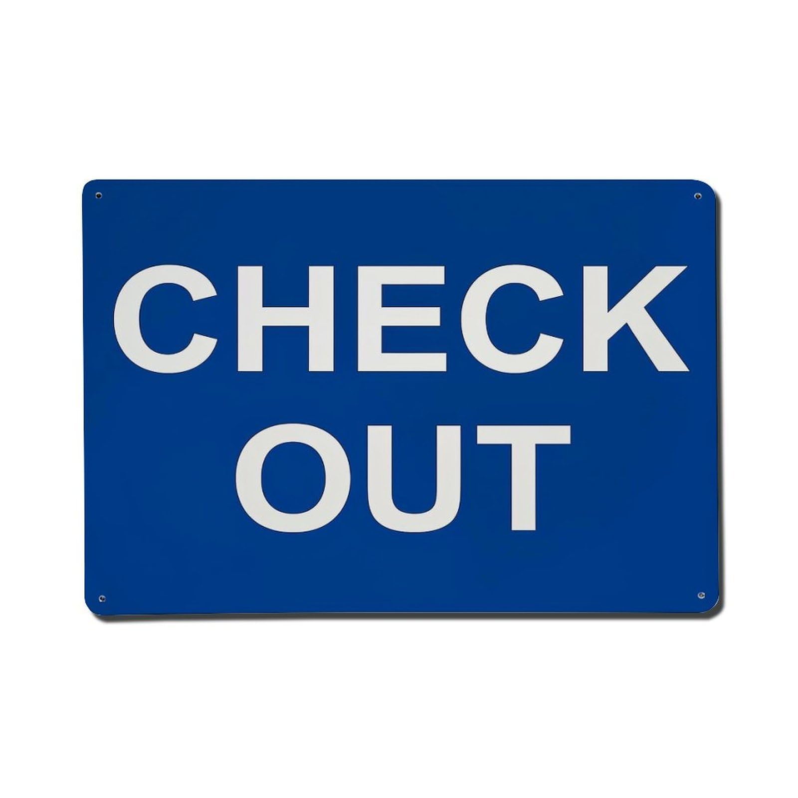 Check Out Text Pattern Print Metal Tin Sign Plaque