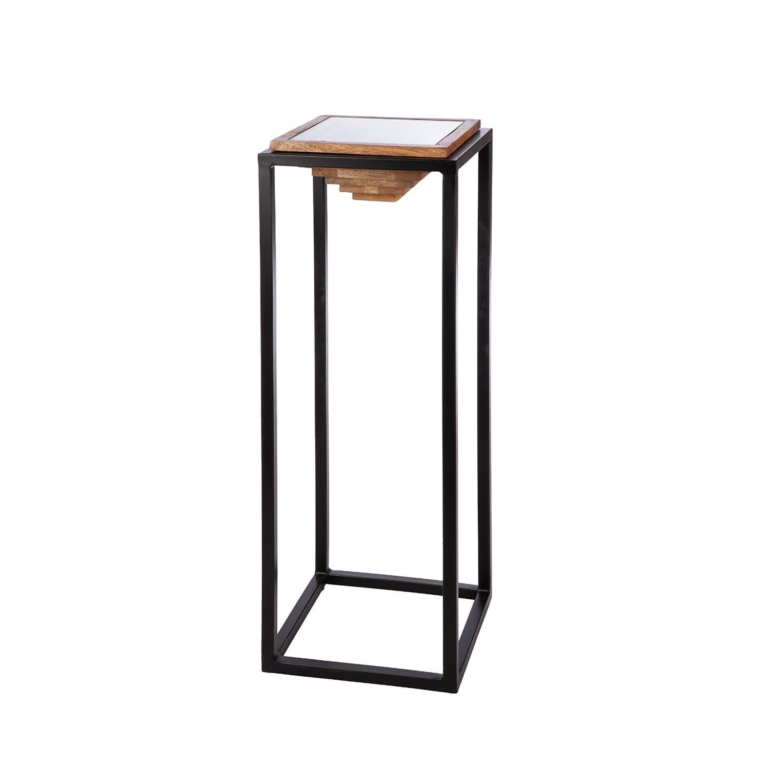 GILDE Dekoracyjna kolumna Moorea z metalu - kwadratowa - brązowa/czarna - wysokość 91 cm x szerokość 30 cm - kolumna