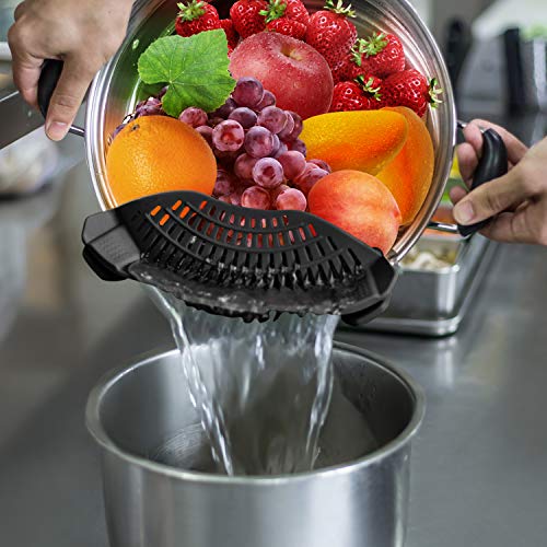 AUOON Clip On Strainer Silicone for All Pots and Pans, Pasta Strainer Clip on Food Strainer for Meat Vegetables Fruit Silicone Kitchen Colander by AUOON - Image 2