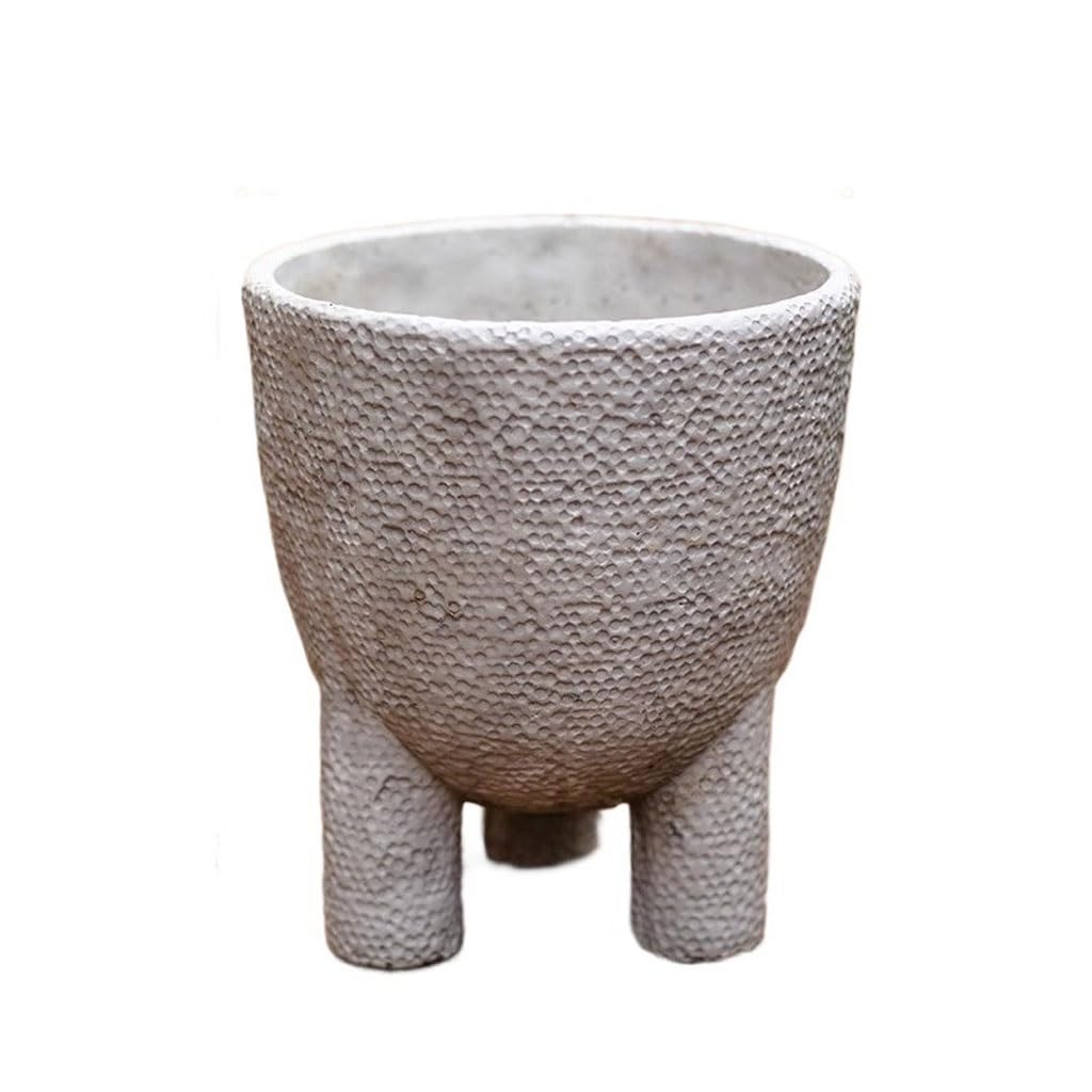 GELASIGE Flower Pots Retro Gray Coffee Three-legged Cement Flower Pot Household Succulent Green Plant Planting Pot Outdoor Flower Pots