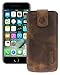 Produktbild Suncase Etui Tasche kompatibel mit Apple iPhone SE 2 (2020) mit ZUSÄTZLICHER Hülle/Schale/Bumper/Silikon *Lasche mit Rückzugfunktion* Handytasche Ledertasche Schutzhülle Case in antik-Coffee