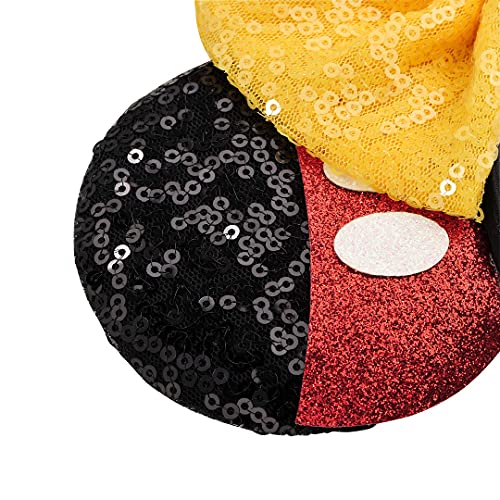 Image of FANYITY Mouse Ears, Sequin Mouse Ears Headband for Girls Women Halloween Birthday Party (Yellow Bow08)