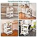 DESIGNA 3-Tier Rolling Cart, Utility Cart with Handle, Extra 3 Storage Accessories, Removable Pegboard, Easy Assembly Craft Carts for Kitchen, Bathroom, Office, Metal, White