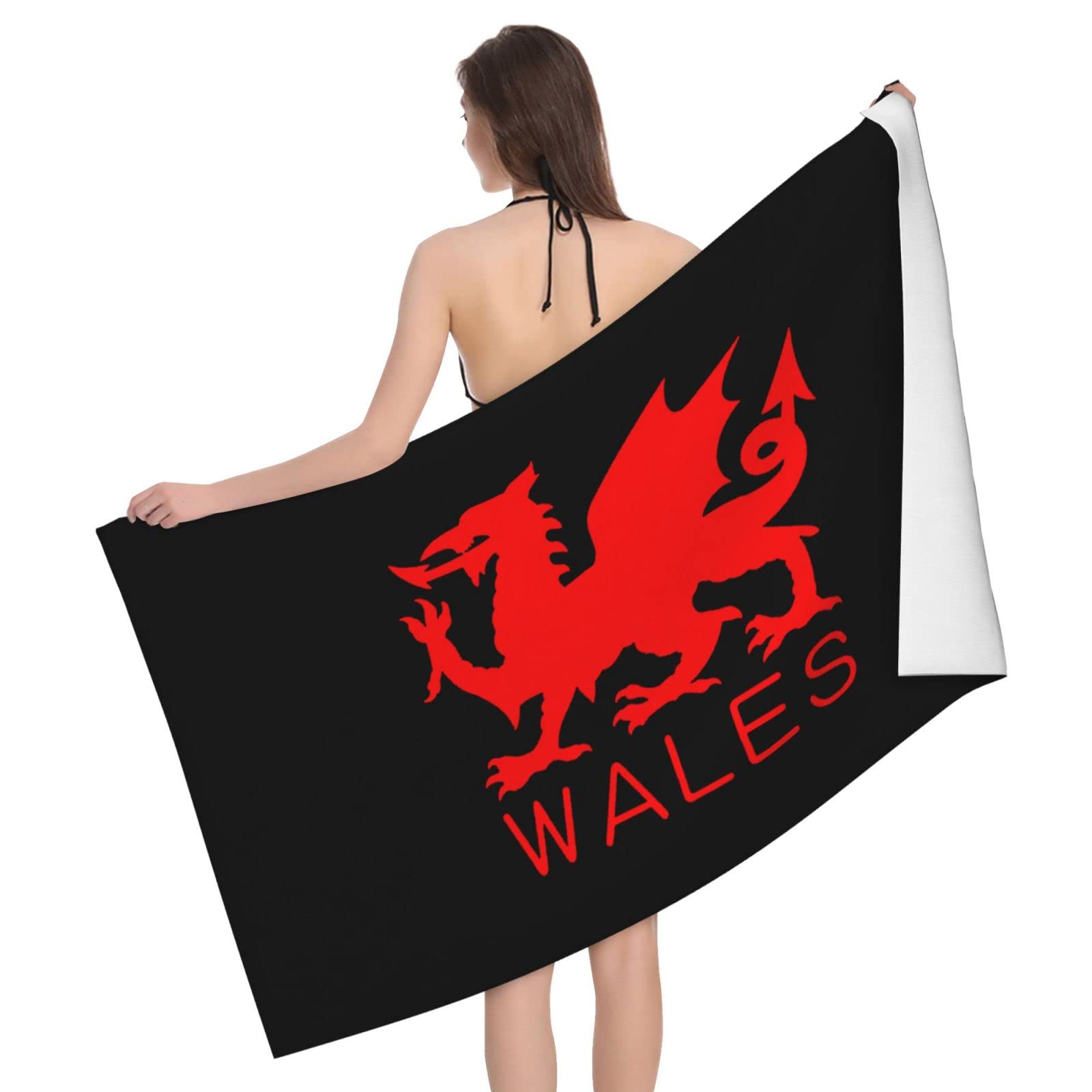 Lsjuee Flag of Welsh Bath Towel Absorb Water Quick Dry Bath Towel, for Beach, Swimming Pool, Camping