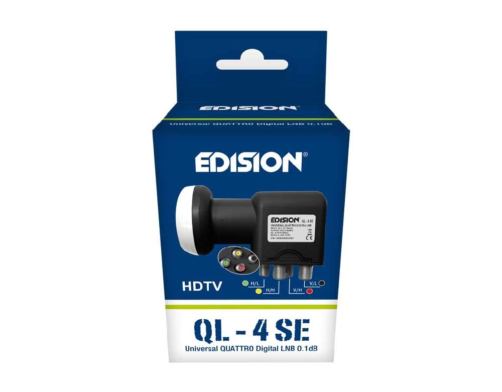 Edision LNB QL-4 QUATTRO SE, per collegare 1 satellite esclusivamente a Multiswitch, Nero