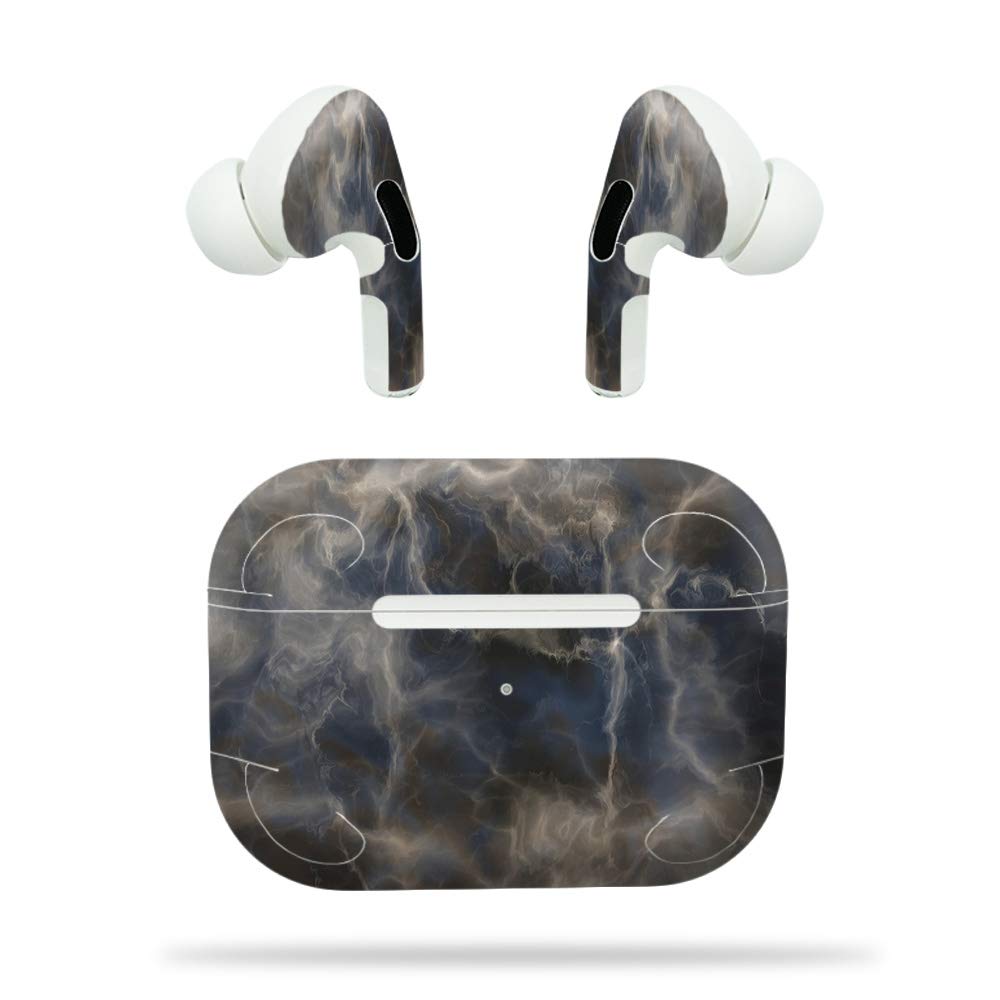 MightySkins Compatible with Apple Airpods Pro - Stormy Marble | Protective, Durable, and Unique Vinyl Decal Wrap Cover | Easy to Apply, Remove, and