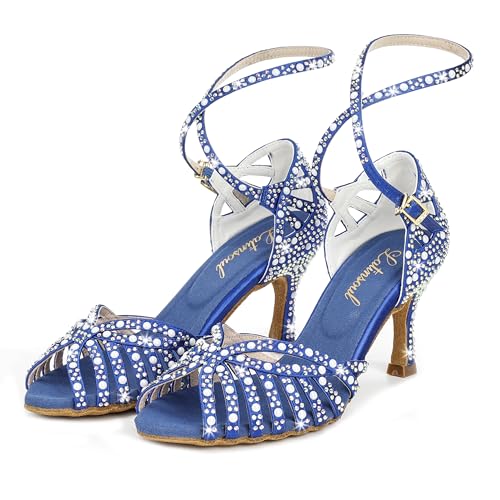 Latinsoul Y205-33 Women's Latin Dance Rhinestone High Heel Shoes Stylish and Comfortable Adjustable Ankle Strap Dance Sandals for Ballroom, Salsa Dance Shoes4