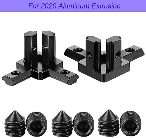 Miniatura 6 de 8Sets 3-Way End Corner Bracket Solid Connectors for 2020 Series 0.236 in Slot Aluminum Profile Accessories (negro)