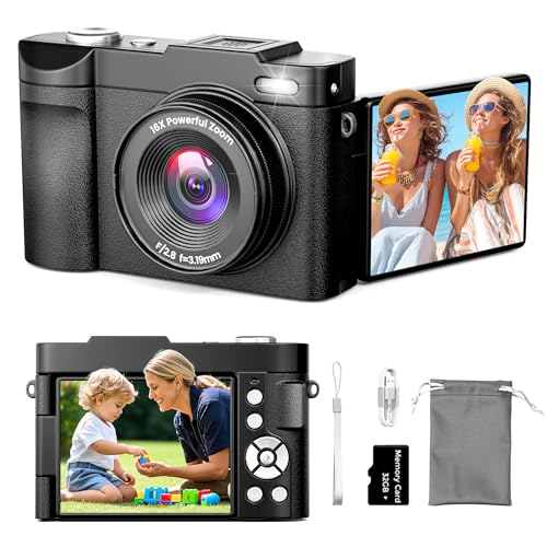 4K Digital Camera for Photography Auto-Focus, Compact 50MP Camera with 180° Flip Screen, 16X Digital Zoom, Camara Fotografica with 32GB Card – Great for Vlogging and Learning Photography(Black) - image 1