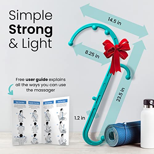 Liba Back, Neck And Foot Massager For Trigger Point Fibromyalgia Pain Relief And Self Massage Hook Cane Therapy, Back Scratcher, Teal #TOP1