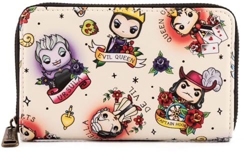 Loungefly POP Disney Villains Tattoo All Over Print Faux Leather Wallet