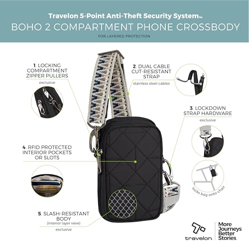 Travelon Anti-Theft Boho 2 Compartment Phone Crossbody3