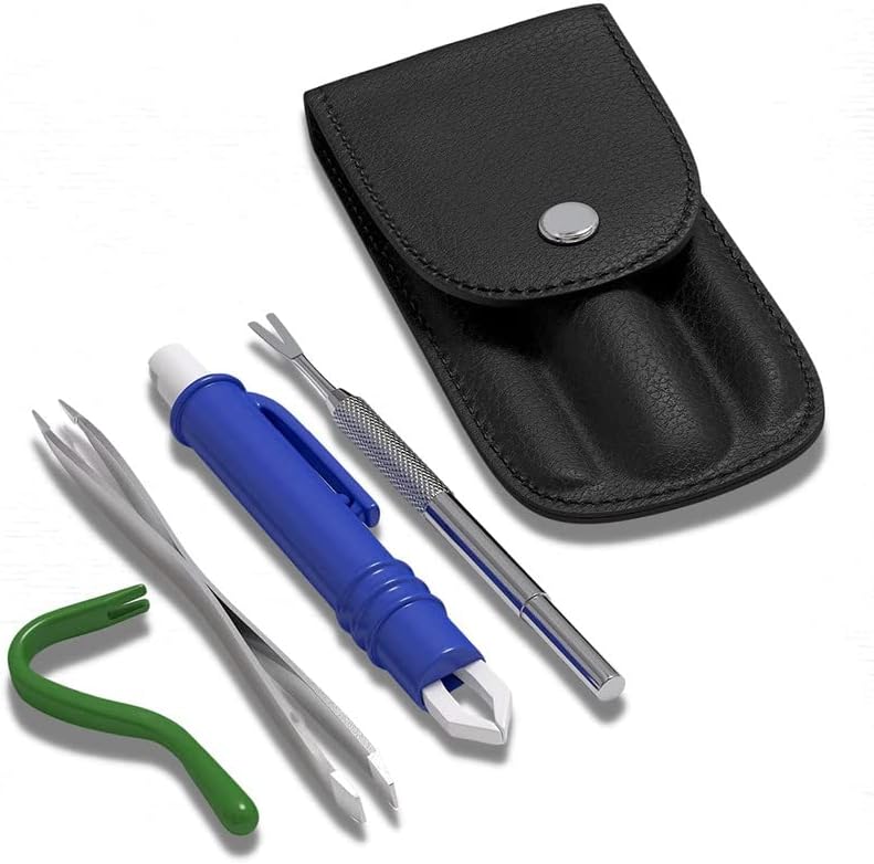 MYDAISY Tick Tweezers Set of 4 with Case Tick Tongs Human Tick Protection for People Pets & Children Tick Tongs for Dogs Tick Hook