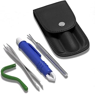 MYDAISY Tick Tweezers Set of 4 with Case Tick Tongs Human Tick Protection for People Pets & Children Tick Tongs for Dogs Tick Hook