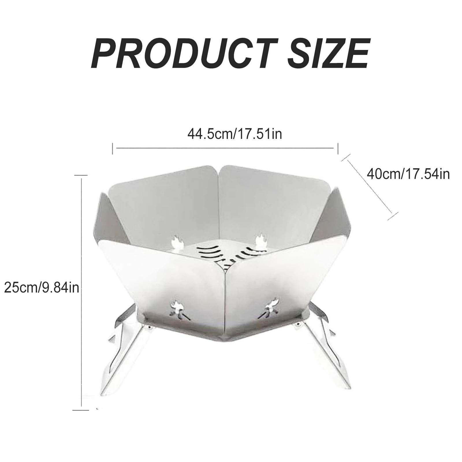 Brasero Camping Portátil, Brasero Portatil Plegable de Acero Inoxidable, Brasero Exterior Jardin para Picnic, Barbacoa, Fogata