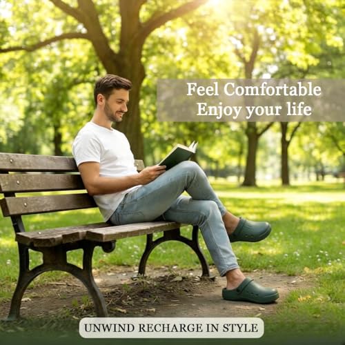 Image of Nihaoya Clogs for Men and Womens Garden Shoes Slip-on Outdoor Beach Slippers Comfort Slip Resistant Sandals Lightweight Breathable