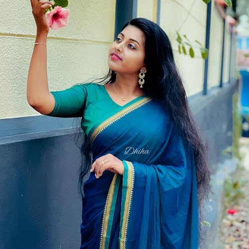 Image of Narayanpet Pure Cotton Avani Border Saree for Women with Running Blouse | Tassels | Traditional Woven Solid Design | Handloom Weave