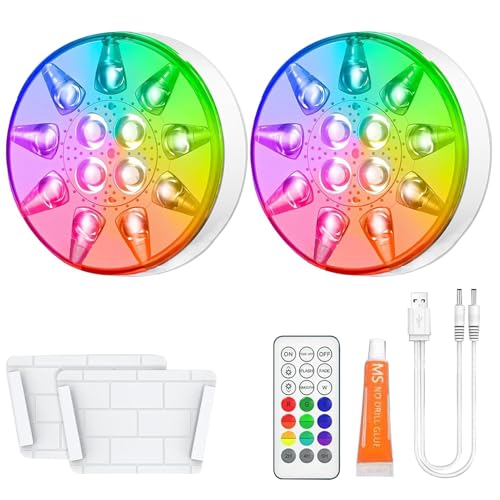 Genérico Luces Para Piscina | Con Mando a Distancia para Iluminación de Piscina | 2 Unidades Linterna Impermeable 16 Colores Recargable Para Jardín Terraza Porche Exterior