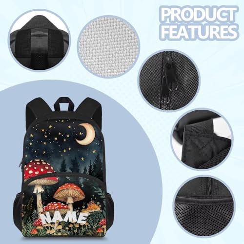 Customized Boys Backpack With Name 15 Inch 2025 Bookbag For Kids Children Teens Elementary Middle Students Ages 6-18 School Bags Trippy Mushroom Print3