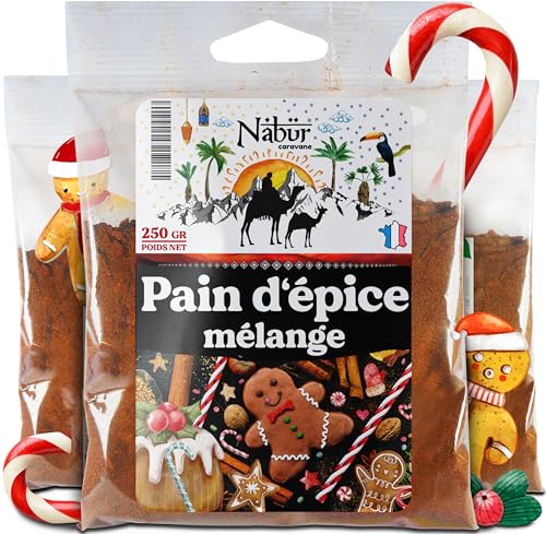 Nabür - 250gr Mélange Pain d'épices, Préparation Pain d'épices et Petit bonhomme, épices de Noël, Sans farine, sans additifs (250 gr)
