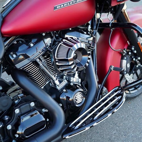 Image of For harley air cleaner filter Touring street glide road king electra tri trike Dyna Sportster XL 883 1200 Softail air intake (Deep style -Contrast Cut, C-For Touring 08-16, Softail 16-17)