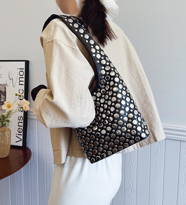 Studded Purse Shoulder Bag for Women Y2K Purse Underarm Handbag Dot Rivet Punk Tote Bag Small Shoulder Handbags Streetwear4