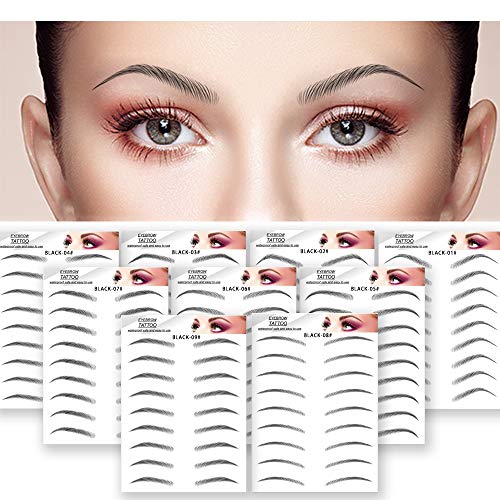 DAGEDA Black 81 Pairs 9 PC Eyebrow Transfers Stickers, Long Lasting Natural Waterproof Bionic Eyebrow Water Transfer Tattoo Eyebrow Sticker For Woman Man Makeup Tool（Black）