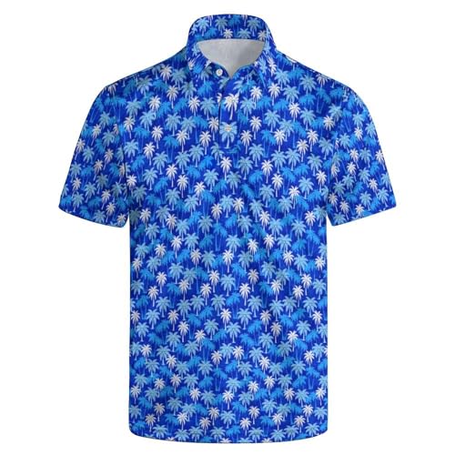 GUYEP Hawaiian Golf Shirt Palm Tree