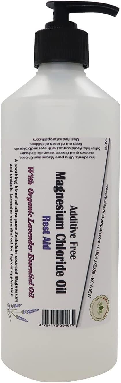 'Rest Aid' Magnesium Oil with Organic Lavender Oil 550ml - Pure Magnesium Chloride Oil - Zechstein Sourced