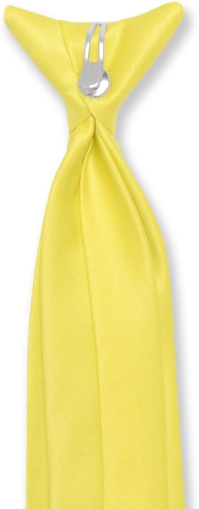 Vesuvio Napoli Boy's CLIP-ON NeckTie Solid GOLDEN YELLOW Color Youth Neck Tie