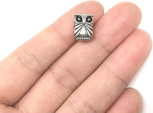 Miniatura 3 de 10 Uds. lindo búho grano grande agujero animal perlas antiguo tono plata pendientes pulsera collar tobillera fabricación hallazgos suministros MEC-23