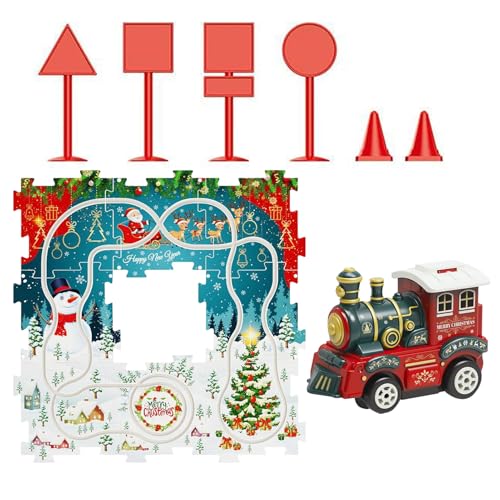 Tuxuseo Juego De Pista De Coches Puzzle,Coche De Juguete Navideño | De Pista De Tren,para Sala Dormitorio Actividad Familiar Fiesta Jardín De Infancia Preescolar Escuela