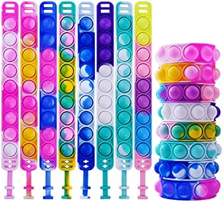Ainiv 8PCS Fidget Bracelet Toys, Silicone Push Pop Bubble Wristband, Rainbow Multicolor Stress Relief Hand Finger, Poppet Sensory Fidget Bulk Hand Toys for Kids Adults ADHD OCD Anxiety Special Needs
