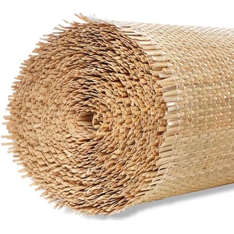24" Width Natural Cane Webbing Roll 15 Feet Closed Rattan Webbing Caning Material for Caning Projects Woven Cane Roll Rattan Sheet for Furniture Chair Cabinet Ceiling Cover