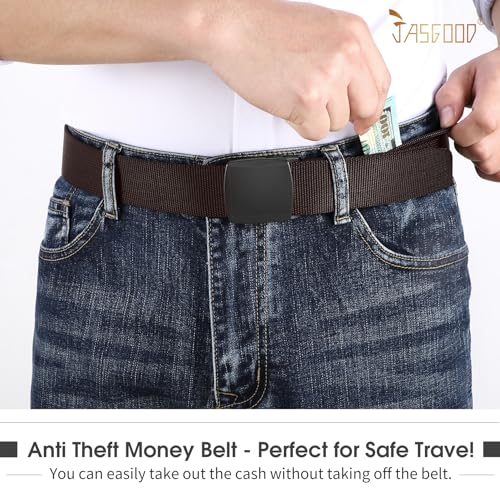 Image of Travel Security Money Belt with Hidden Money Pocket - Cashsafe Anti-Theft Wallet Unisex Nickel free Nylon Belt by JASGOOD