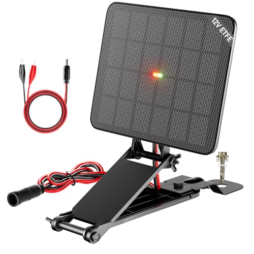 SUNAPEX 12V Deer Feeder Solar Panel 2.4W ETFE Monocrystalline Solar Trickle Charger - Waterproof Solar Battery Maintainer with Adjustable Mounting Bracket for Hunting Game Feeders, Timers and Cameras