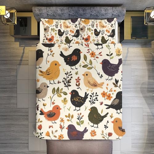 Ropa de cama de gallo de microfibra suave de 3 piezas con fundas de almohada 7