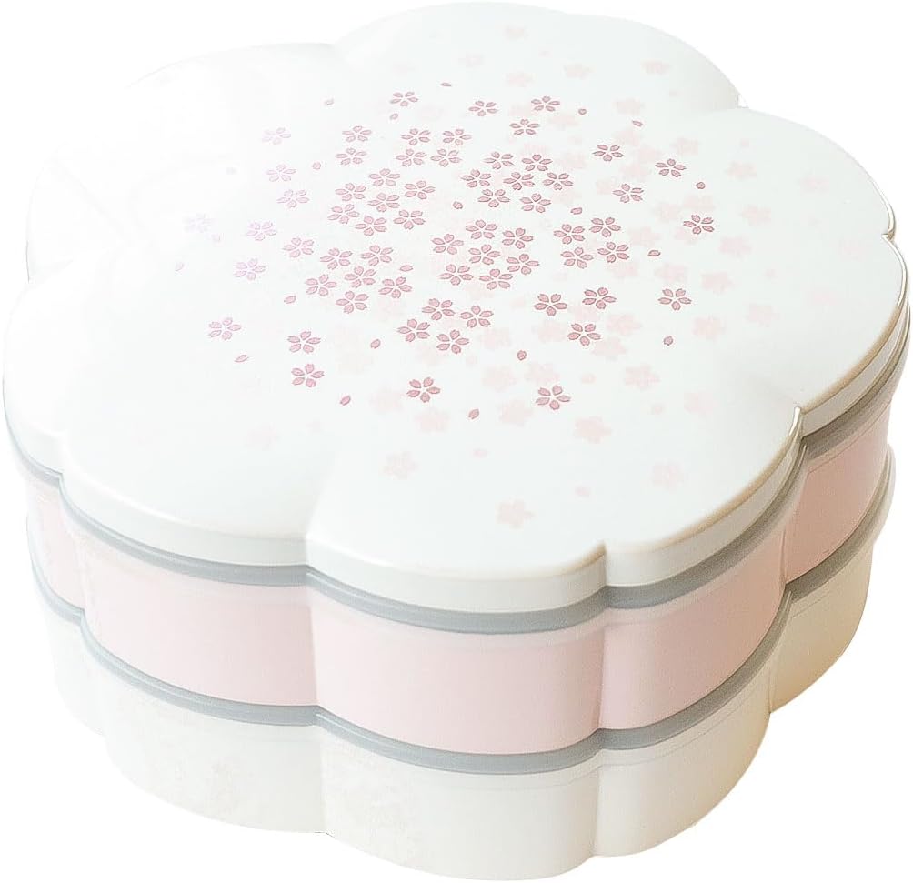 みよし漆器本舗 重箱 2段 7.5寸 23cm ホワイト ピンク お重 桜型 日本製 山中塗 シール蓋付き 中子 仕切り付き 初桜