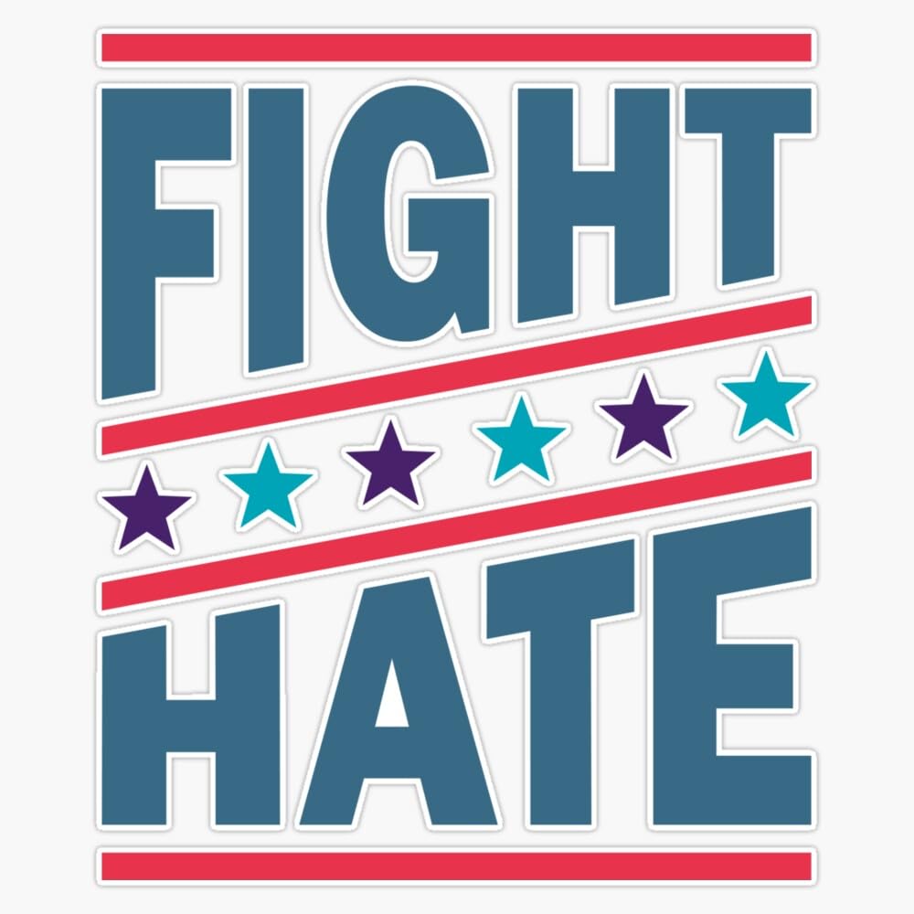 Fight Hate Window Water Bottle Bumper Sticker Decal 5"