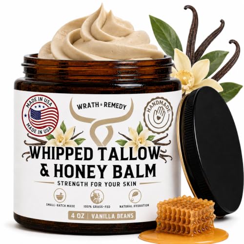 Organic Beef Tallow for Skin, Made in USA, Handcrafted, Vanilla, 4 oz
