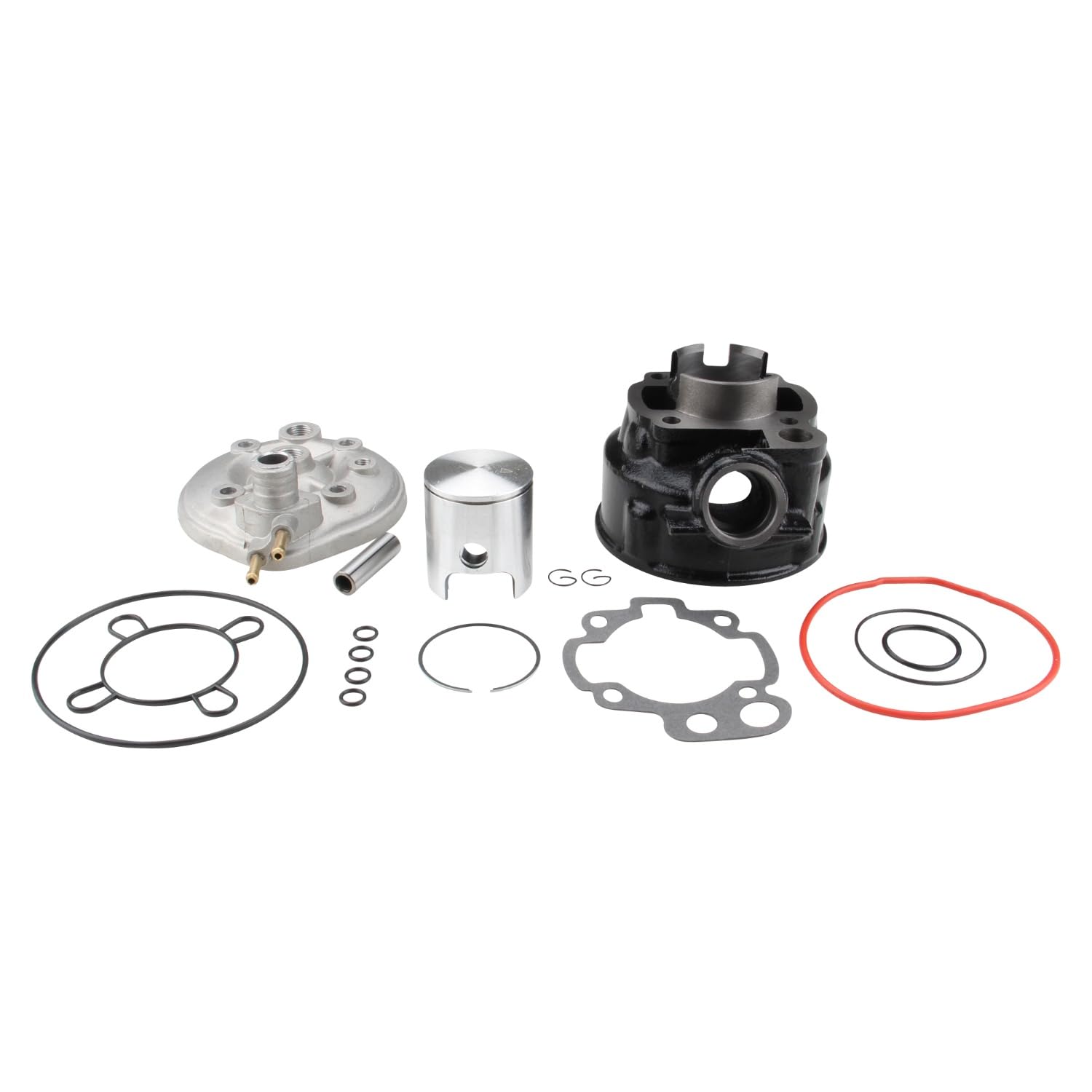 Kit pour cylindre 70 ccm - Inclus :Tête de cylindre - Culasse refroidie à l'eau pour les moteur Minarelli, AM 2, 3, 4, 5, 6, Aprilia RS, Beta RR 50, Malaguti XSM, Motorhispania Furia, Peugeot XP6
